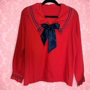 ⚓ VINTAGE 70s SAILOR BLOUSE - VIBRANT RED & NAVY ⚓
